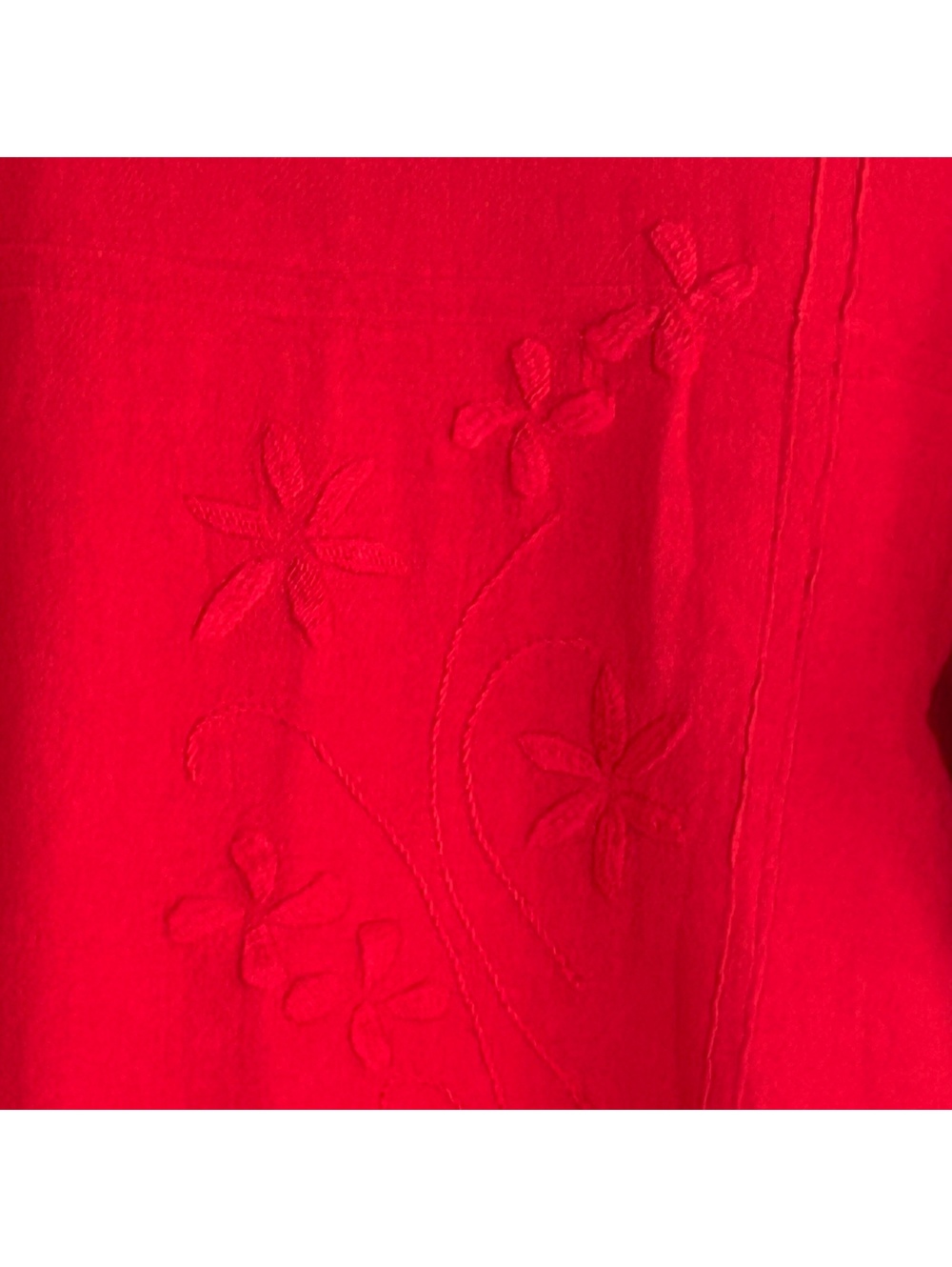 Manta del Lago NWT Women's Bohemian Red Short Sleeve Cotton Top Medium Casual - Picture 3 of 7